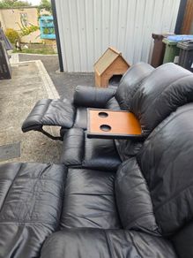3 seater black leather couch
