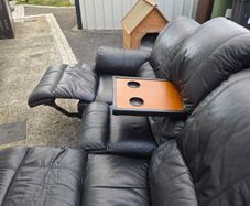 3 seater black leather couch