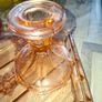 Pink Glass Art Deco Vanity Set, likely dating from the 1920s or 1930s. The set includes a Container, a Ring Holder, Two Candlesticks, and a Vanity Tray, Postage or Collection Image 5