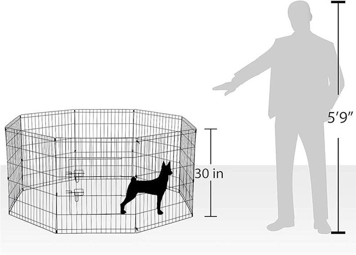 8 Panel Playpen Suitable for Dogs/Puppies/Cats & Rabbits foldable ideal for Indoor/Outdoor use puppy play pen (76cm, Black)
