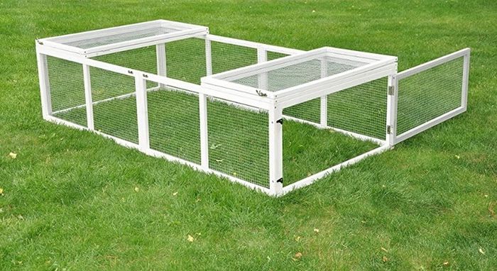 Carrot Rabbit Hutch Outdoor Run for Small Animal Enclosure and Rabbit Enclosure 180 x 90 cm Grey / White (FREE POSTAGE)