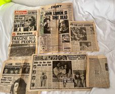 7x John Lennon Beatles death newspapers