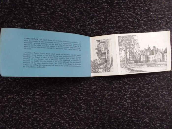 Ireland Postcards : Adare Manor Booklet , Six Postcard Views " Exterior and Interior