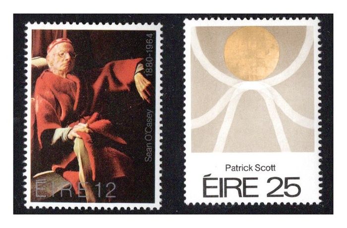1980 Ireland Anniversaries: Birth Centenary of Sean O'Casey. Irish Art (Gold Painting No 57) Patrick Scott Commemorative Stamp Mint Never Hinged (MNH)