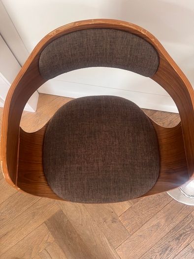 KARE Design Monaco Bar Stools, Pair, Walnut & Chrome, Adjustable