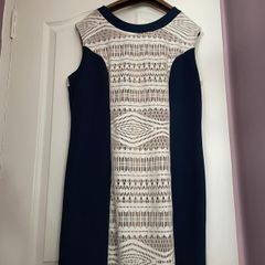 Navy & Cream with intricate detail down front and shoulders