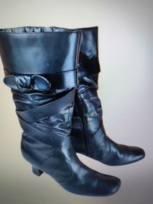 Caprice Boots Black Leather Zip Size UK5 EU21.5 High Heel 6cm