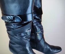 Caprice Boots Black Leather Zip Size UK5 EU21.5 High Heel 6cm