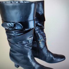 Caprice Boots Black Leather Zip Size UK5 EU21.5 High Heel 6cm