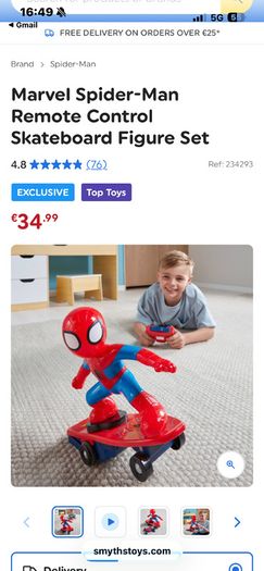 Marvel Spider-Man Remote Control Skateboard Figure Set