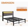 Double Bed Frame with Storage and LED Lights,4ft6 Metal Platform Bed Frame Double Size Bed Base with Charging Station,Mattress Base,Strong Slats Support,Under-bed Storage,Noise Free,Grey Image 7