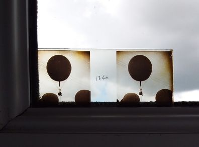Antique Positive Glass Stereoview of  Hot Air Ballon Display
