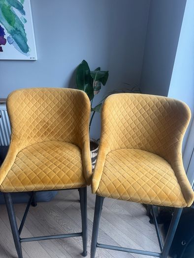 Pair of yellow bar stools
