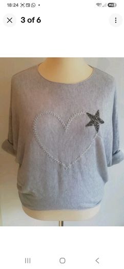 Carla Giannini Light Grey Angora Wool Jumper Heart Star One Size NWT  CAN POST