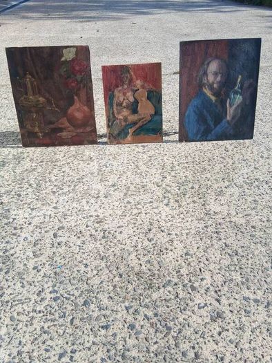 3 X George Weissbort Original Oil On Board