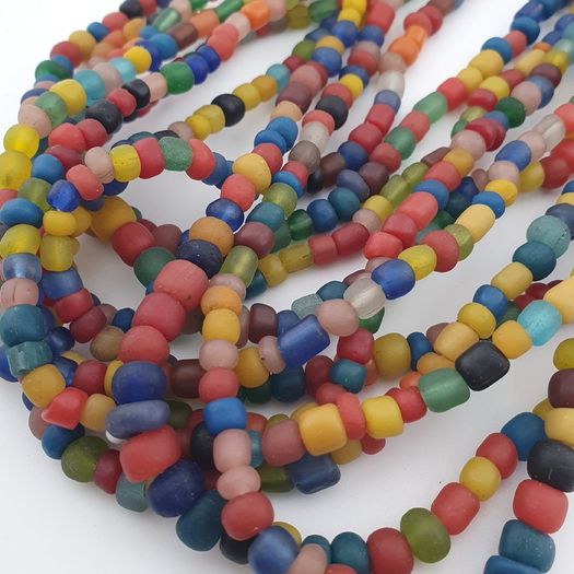 Vintage African Style MultiColor 4-5.5mm Glass Beads Necklace Strands