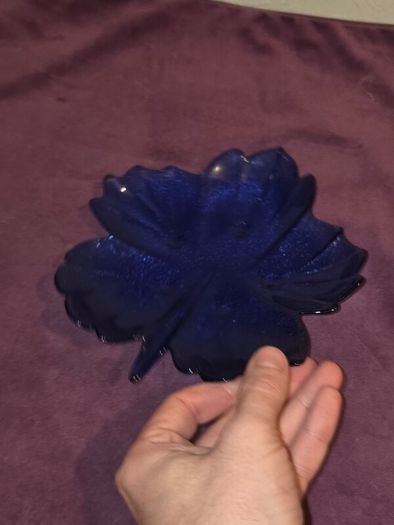 Vintage Cobalt Blue Leaf Dish
