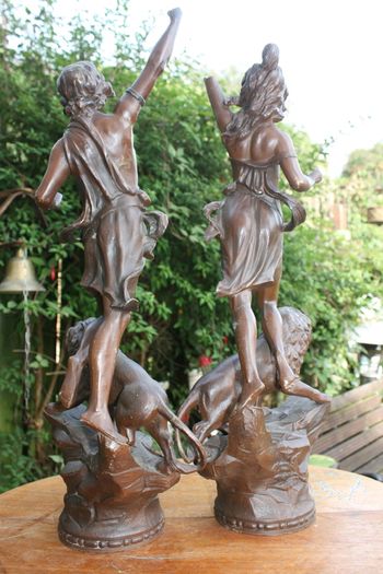 Vintage Collectible Metal Sculptures French Art Deco Sculptures 22"