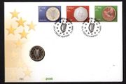 2002 Ireland Euro Currency Commemorative Stamps Philatelic Numismatic Cover (PNC) with E1 coin First Day Cover (FDC)