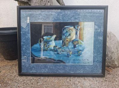 Lovely Vintage still life Pastel painting signed & dated