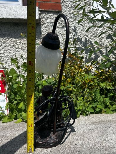 Antique Bronze Lamp Statue