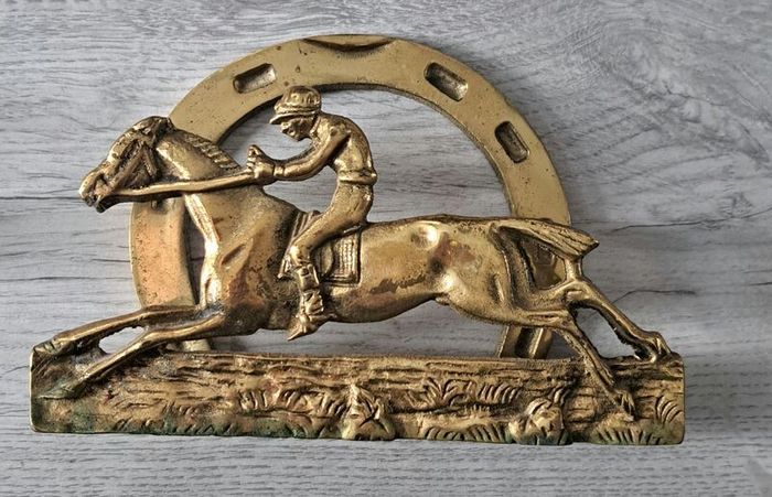 Vintage brass equestrian letter holder
