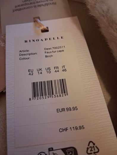 Rino & Pelle faux fur cape UK 14