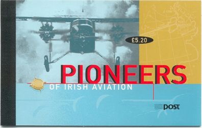 1998 Ireland Pioneers of Irish Aviation Commemorative Stamps Booklet Mint Never Hinged (MNH). Hibernian HB63. Scanned images of panes included but item is compete booklet