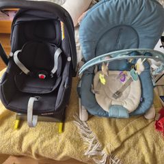 Bouncer and car seat with newborn insert