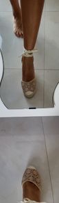 Boutique canvas and lace wedges Sz 40 (Fit 6 - 6.5 UK)