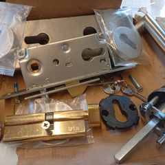 New Stainless Steel Door Handle Set with Euro Cylinder & Lock ECO Schulte