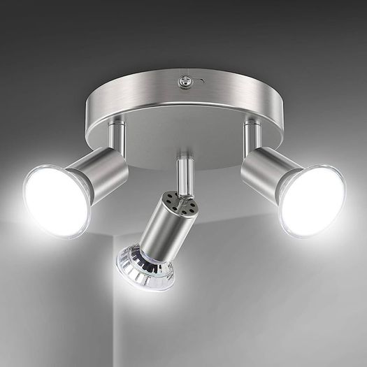 LED Ceiling Light Rotatable,4 Way Round Plate LED Ceiling Spot Lights, 110mm (Including 4x4W GU10 LED Light Bulbs, 450LM, Cool White) LED Ceiling Lamp for Kitchen, Living Room
