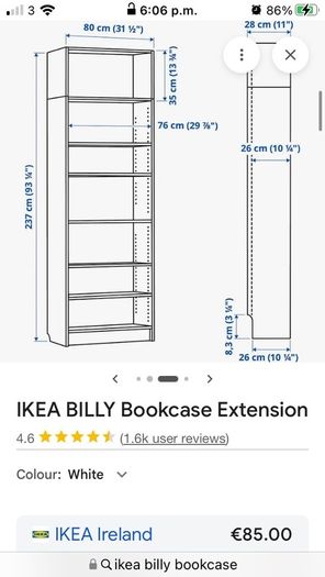 Ikea Billy Bookshelf white like new