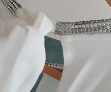 ZAPA Paris white layered embellished neck Sz 12