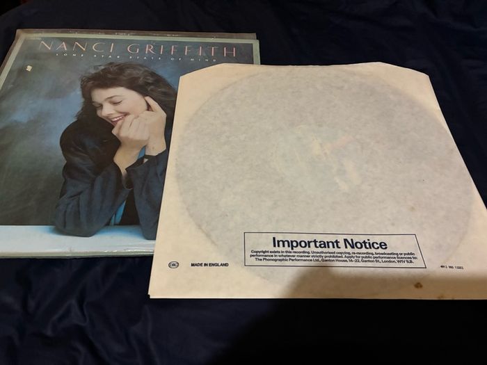 A Nanci Griffith record collection.