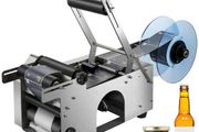 MT-50 Semi-automatic Round Bottle Labeling Machine, Adjustable Bottle Labeler 50pcs/min Label Applicator for Bottles 12-90mm