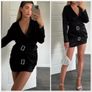 Zara Jeweled Trim Satin Effect Black Dress Image 3