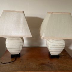 2 cream and beige table lamps