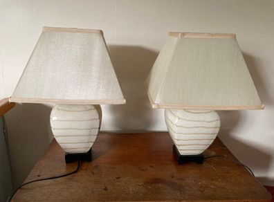 2 cream and beige table lamps