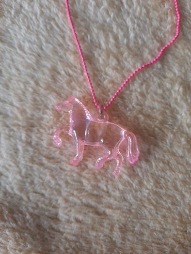 girls pink horse necklace