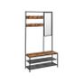 Coat Rack with Hooks, Clothes Rack with Mirror, Shoe Bench and Shelves, 36 x 98 x 185 cm, for Hallway, Bedroom, Living Room, Vintage Brown/Black Image 2