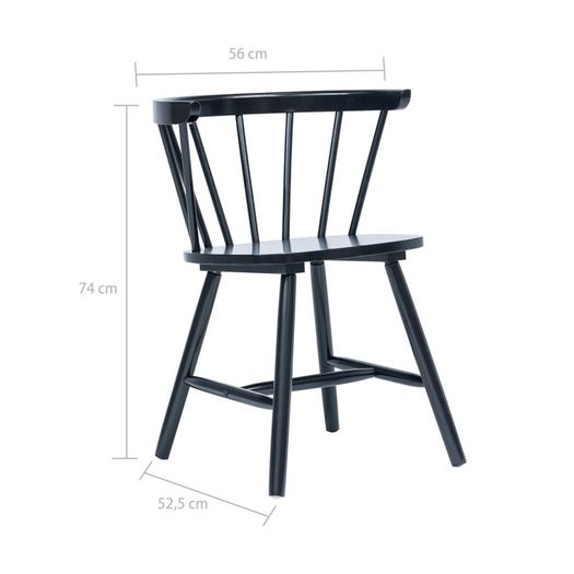 Dining Chairs 6 pcs Black Solid Rubber Wood