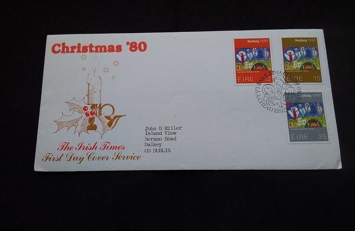Ireland Stamps : The Irish Times , Christmas 1980 - First Day Cover