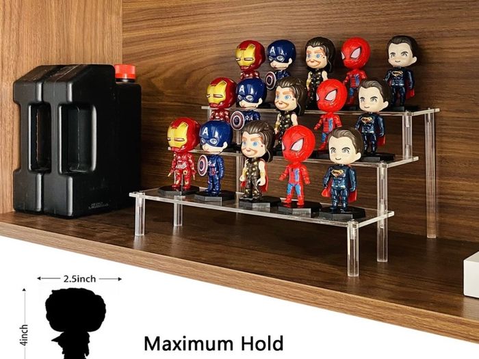 Acrylic Riser Clear Display Risers Stand Cologne Organizer Acrylic Shelves 3 Tier Shelf for Amiibo Funko Figures Toys Cupcake Food Desserts Perfume Collection Cosmetic Jewelry Makeup Product (FREE POSTAGE)
