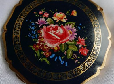 Vintage Stratton Powder Compact Floral Decoration