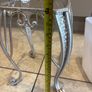 Silver metal square shape plant stand with matching white plastic pot Image 4