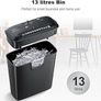 FREE SHIPPING Paper Shredder for Home Use, 8-Sheet StripCut Home Office Shredder, CD/Credit Card Shredder Machine with Overheat Protection, 13 Litres Wastebasket, Black Image 4