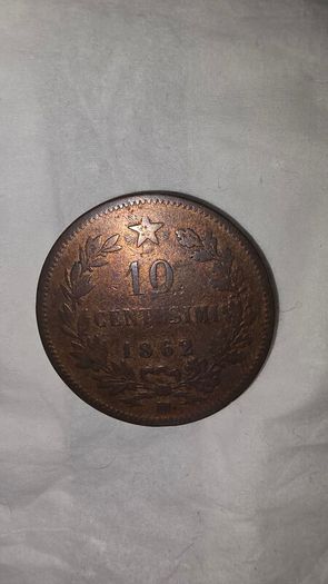 1862 Italian 10 centesimi M mint mark