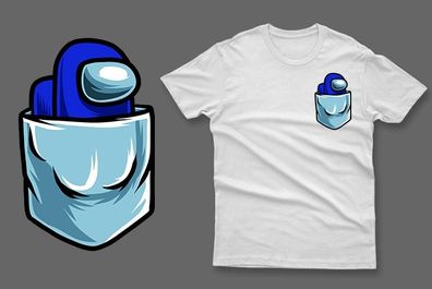 Blue impostor in the pocket among us t-shirt imposter among us t-shirt impostor t-shirt