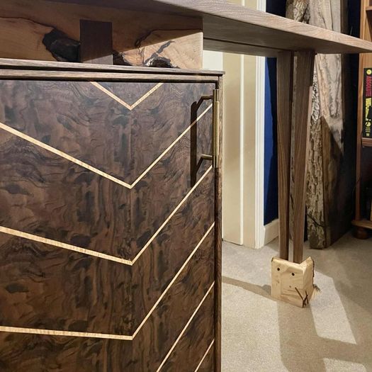 Walnut and Sycamore handcrafted bar cabinet